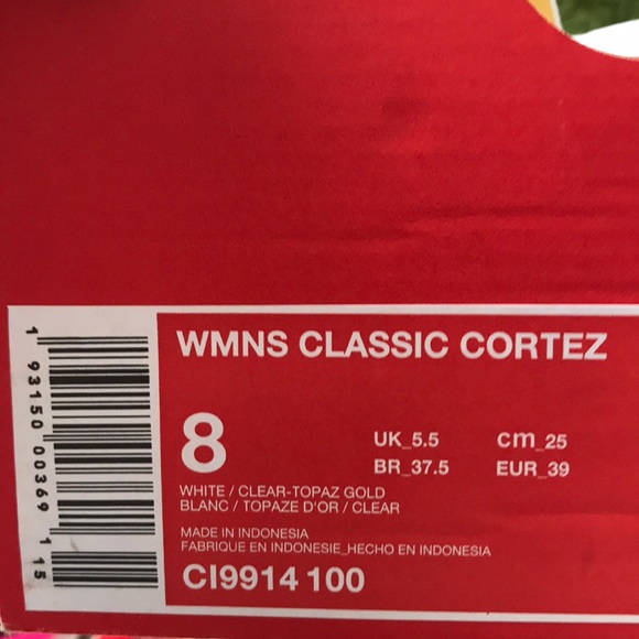 NWT Nike Classic Cortez White Clear Topaz Gold W - Picture 8 of 8